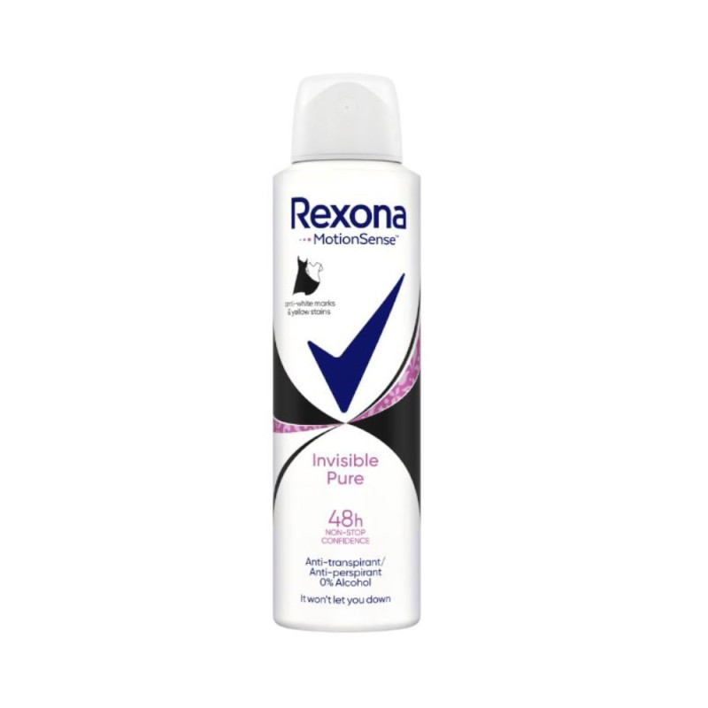 Deodorant Antiperspirant Spray Rexona Invisible Pure pentru Femei, 150 ml