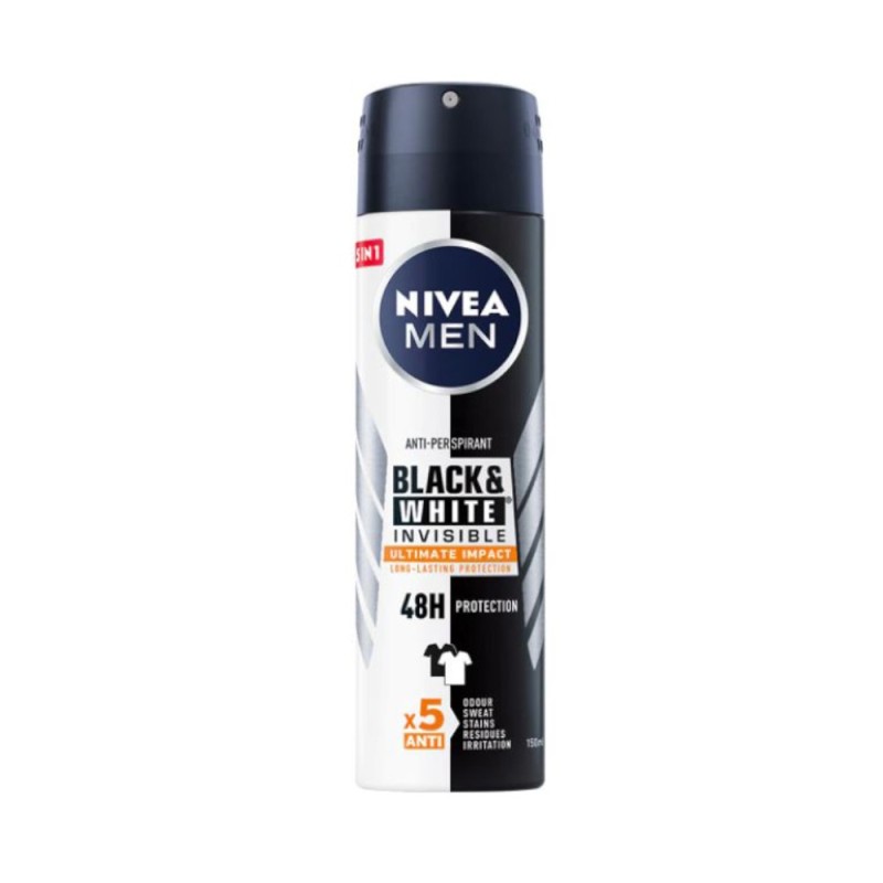 Deodorant Spray Nivea Men Black & White Invisible Ultimate Impact, 150 ml