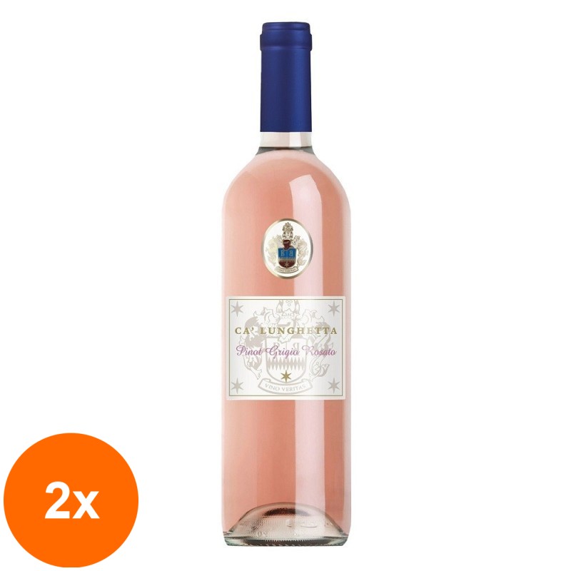 Set 2 x Vin Ca'Lunghetta Pinot Grigio Rosato, Rose Sec, 0.75 l