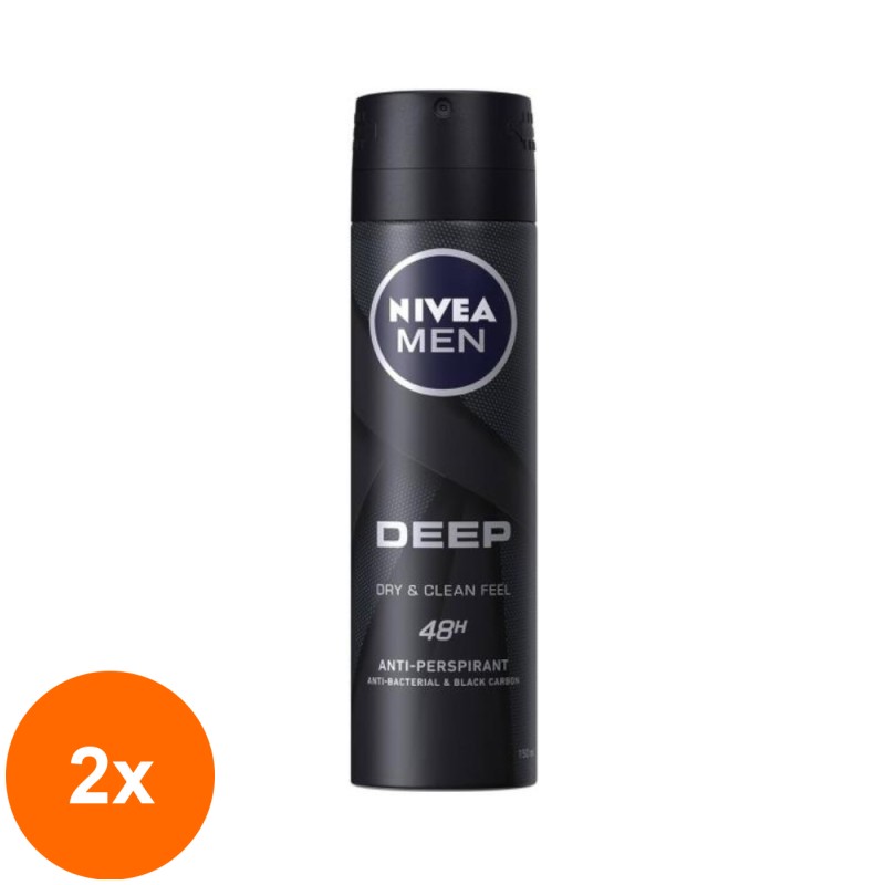 Set 2 x Deodorant Spray Nivea Men Deep, 150 ml