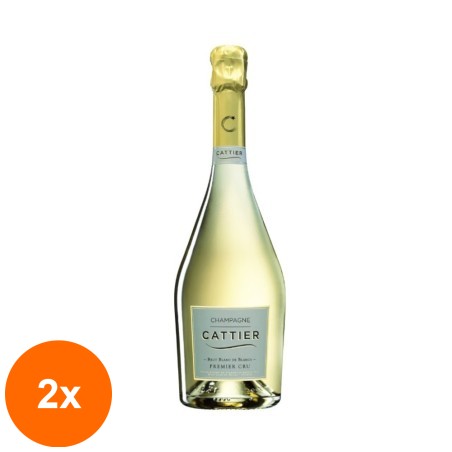 Set 2 x Sampanie Cattier Brut Blanc de Blancs, Premier CRU, Alcool 12.5%, 0.75 l...