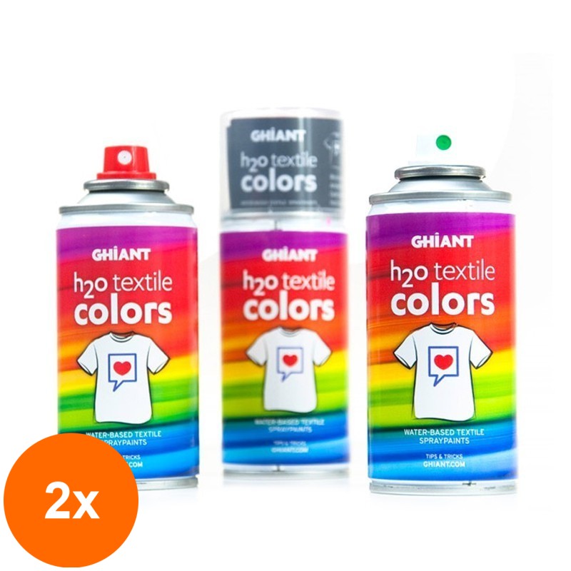 Set 2 x Culori Textile Spray H2O Textile Colors Ghiant - White - 150 ml