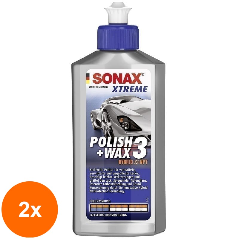 Set 2 x Polish cu Ceara, Polish&Wax 3, 250 ml, Sonax Xtreme