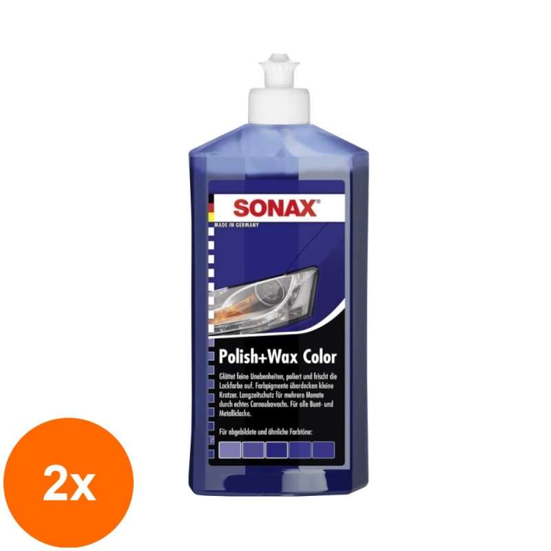 Set 2 x Polish cu Ceara pentru Culoarea Albastra, Polish&Wax Nanopro, 500 ml, Sonax