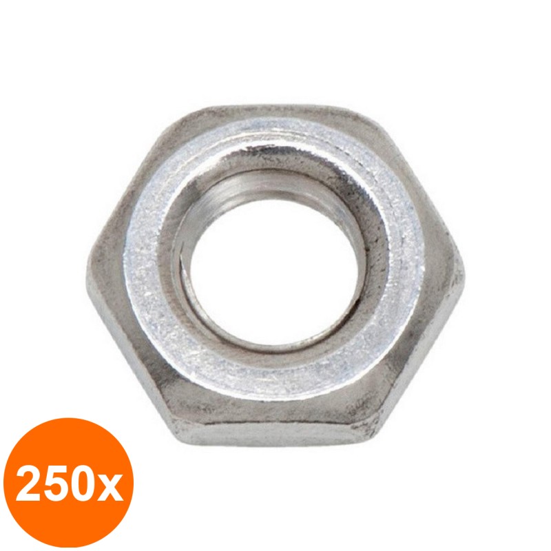 Set 250 x Piulita Hexagonala Joasa Forma B 439 Inox A2-M6