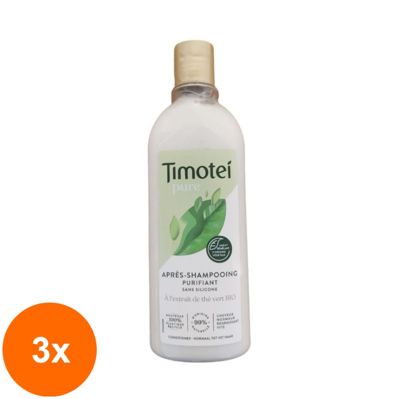 Set 3 x Balsam de Par Timotei, Ceai Verde, 300 ml