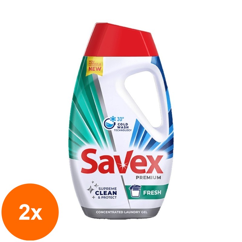 Set 2 x Detergent Lichid Savex Premium Fresh, 1.8 l