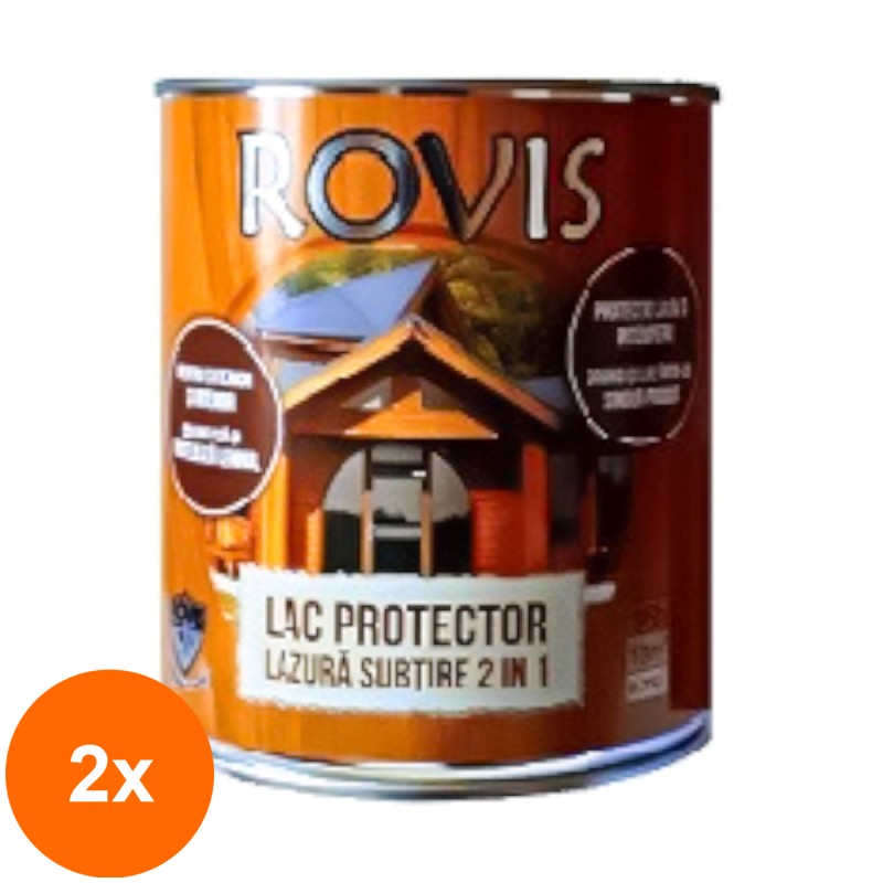 Set 2 x Lac Protector Rovis, Lazura 2 In 1, 0,75 l, Ral Color