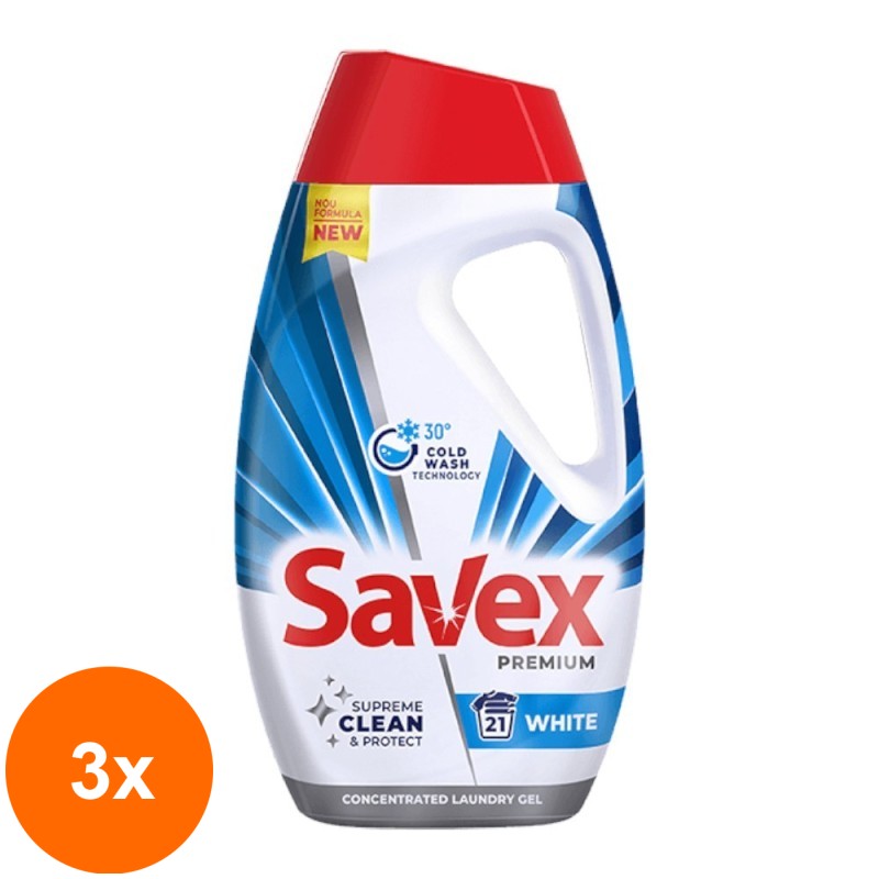 Set 3 x Detergent Lichid Savex Premium White, 945 ml