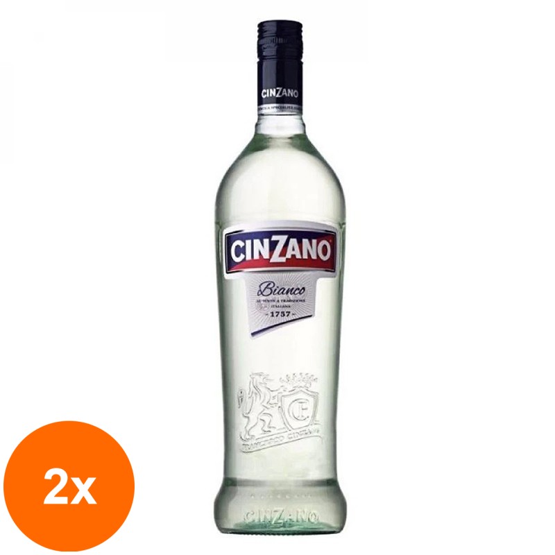Set 2 x Vermut, Cinzano Bianco, 15% Alcool, 1 l