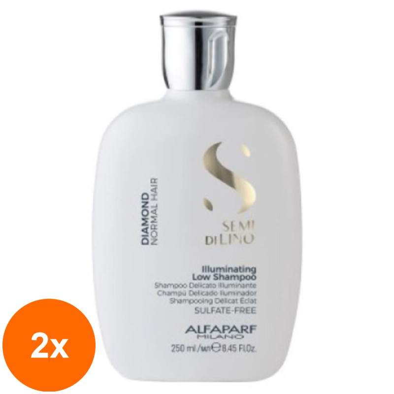 Set 2 x Sampon pentru Stralucire Alfaparf Semi di Lino Diamond Iluminating Shampoo, fara Sulfati 250 ml