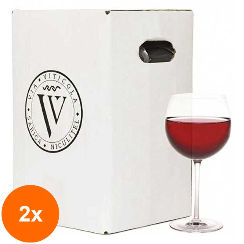 Set 2 x Vin Rosu Sarica Shiraz & Cabernet Sauvignon, Bag in Box, Demisec, 10 l