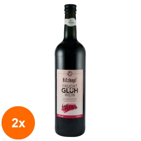 Set 2 x Vin Rosu de Fructe cu Mirodenii, 9 % Alcool, Hitzkopf, 750 ml...
