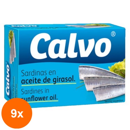 Set 9 x Sardine in Ulei Floarea Soarelui Calvo, 120 g...