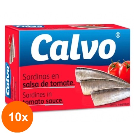 Set 10 x Sardine in Sos de Rosii Calvo 120 g...
