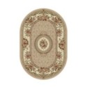 Covor Oval, 60 x 110 cm, Bej / Crem, Model Floral Lotos