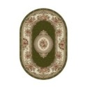 Covor Oval, 80 x 150 cm, Verde / Crem, Model Floral Lotos