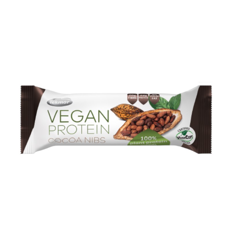 Baton Proteic Vegan cu Bucati de Cacao, Tekmar, 40 g