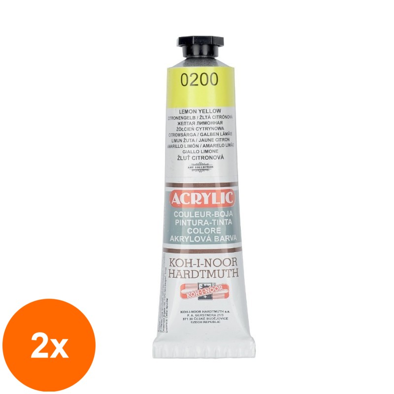 Set 2 x Culoare Acril, Galben Lemon, 40 ml