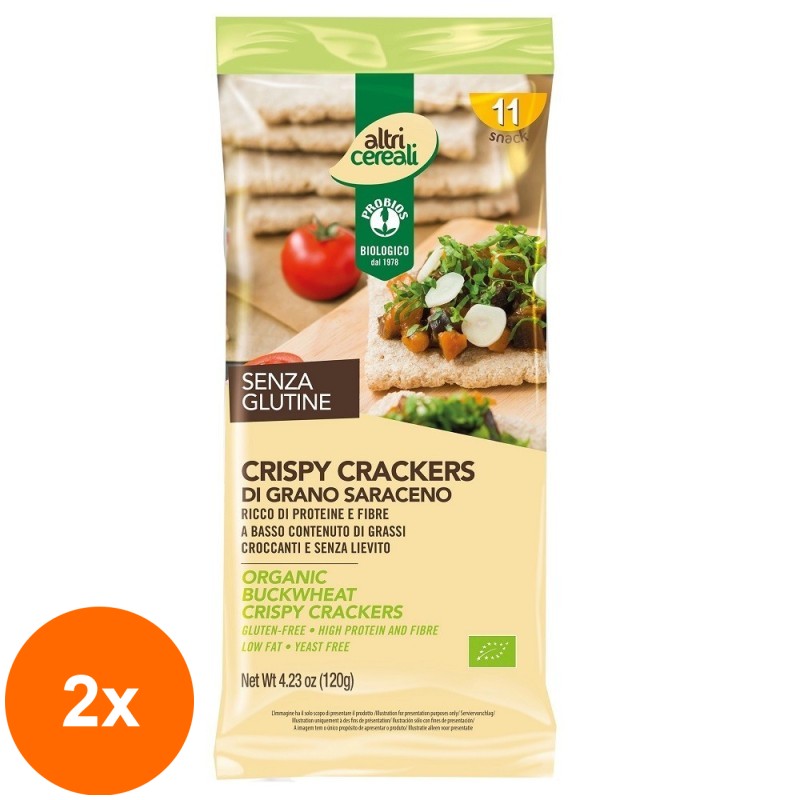 Set 2 x Crackers din Faina de Hrisca fara Gluten Eco, Probios, 120 g