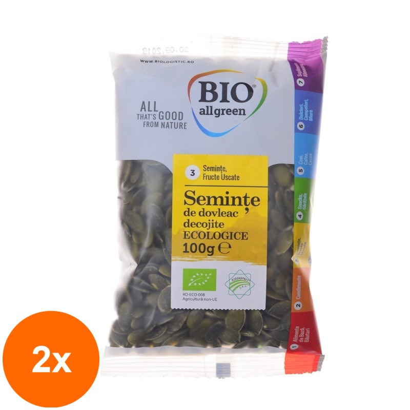 Set 2 x Seminte de Dovleac Decojite Eco, Bio All Green, 100 g