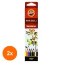 Set 2 x Creioane Colorate Aquarell, Colectie Fructe, 6 Culori