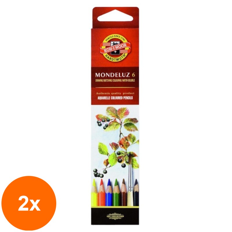 Set 2 x Creioane Colorate Aquarell, Colectie Fructe, 6 Culori