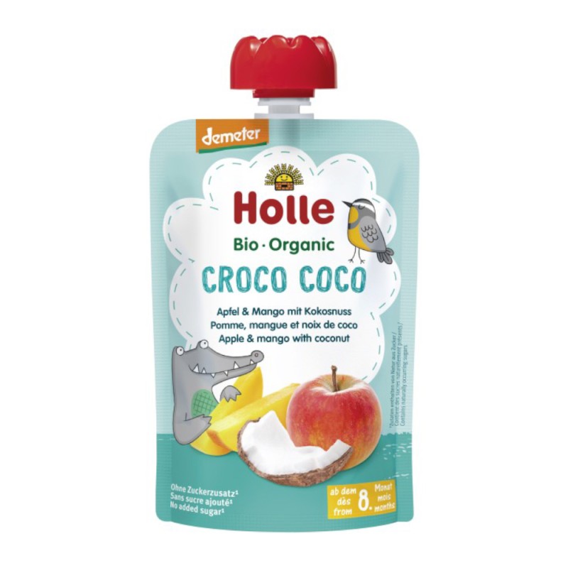 Piure de Mere cu Mango si Nuca de Cocos Eco, Croco Coco, Holle Baby, 100 g