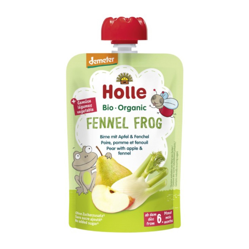 Piure de Pere cu Mere si Fenicul Eco, Fennel Frog, Holle Baby, 100 g