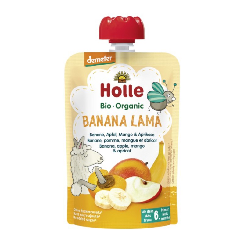 Piure de Banane, Mere, Mango si Caise Eco, Banana Lama, Holle Baby, 100 g