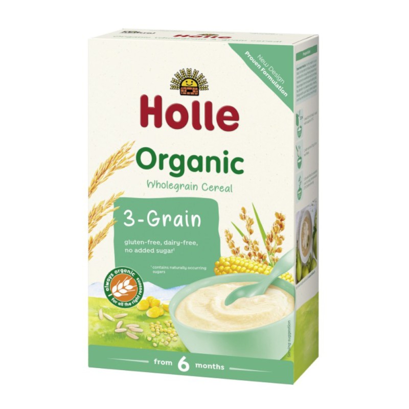 Piure din 3 Cereale Eco, Holle Baby, 250 g