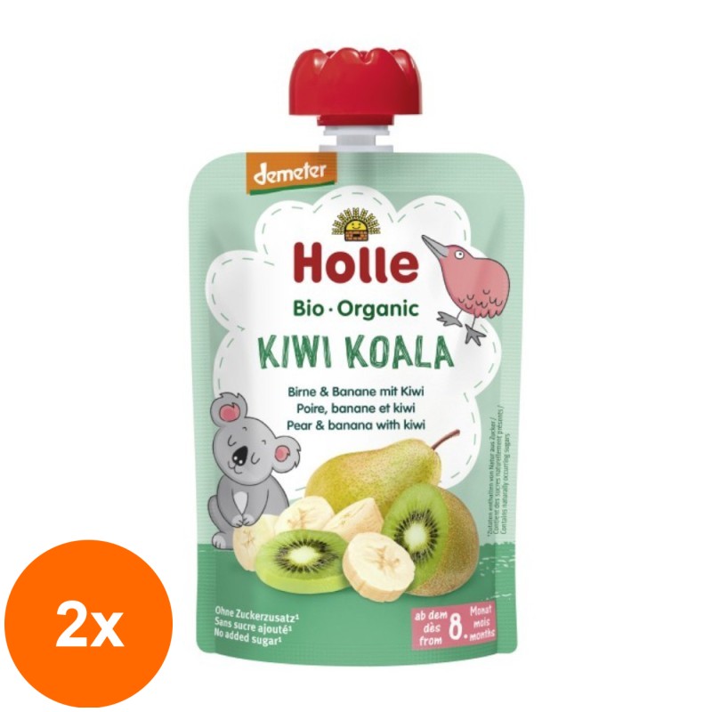 Set 2 x Piure de Pere si Banane cu Kiwi Eco, Kiwi Koala, Holle Baby, 100 g