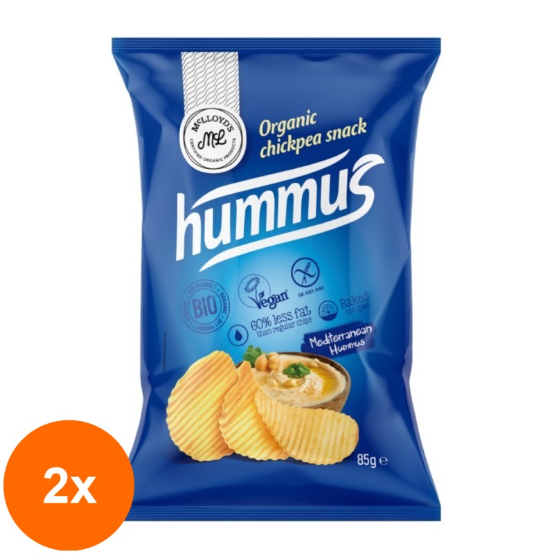 Set 2 x Chipsuri Eco Coapte cu Gust de Hummus si Condimente Mediteraneene, McLloyd's, 85 g
