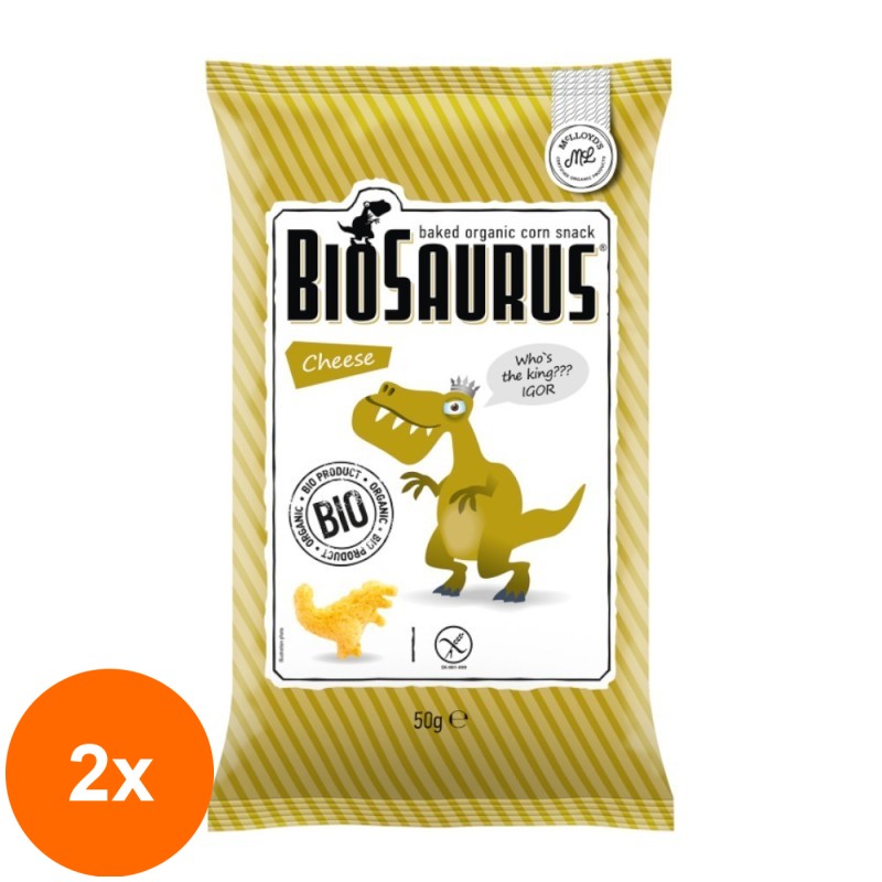 Set 2 x Pufuleti din Porumb si Branza fara Gluten Eco, Biosaurus, 50 g