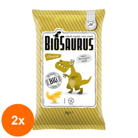 Set 2 x Pufuleti din Porumb si Branza fara Gluten Eco, Biosaurus, 50 g...
