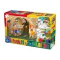 Puzzle 24 Piese, D-Toys, Hansel si Gretel, 2 Fise de Colorat si Creioane Colorate Color Me