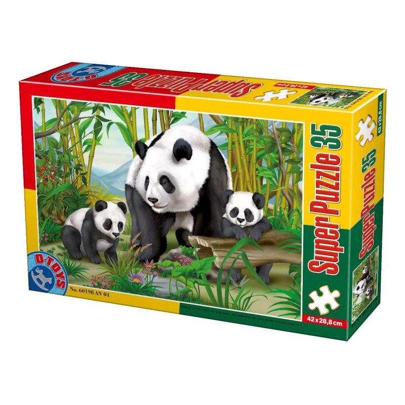 Puzzle 35 Piese, D-Toys, Animale Salbatice, Ursi Panda