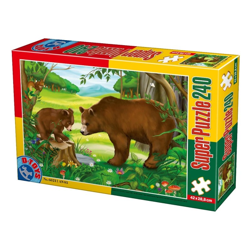 Puzzle 240 Piese, D-Toys, Animale Salbatice, Ursi