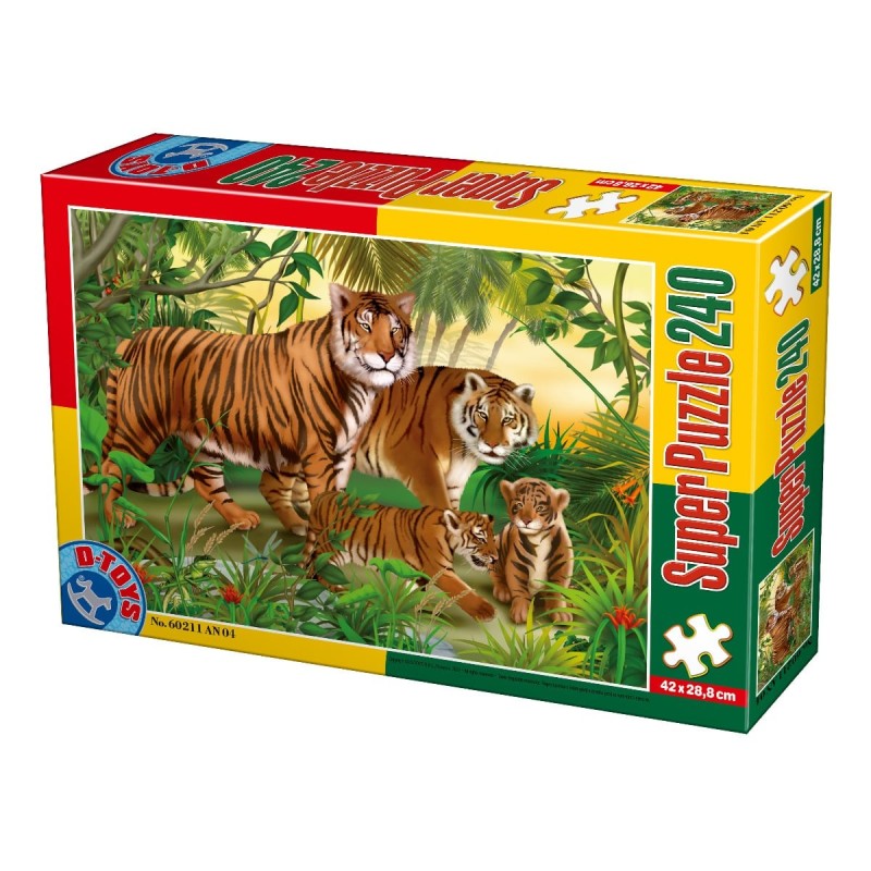 Puzzle 240 Piese, D-Toys, Animale Salbatice, Tigri