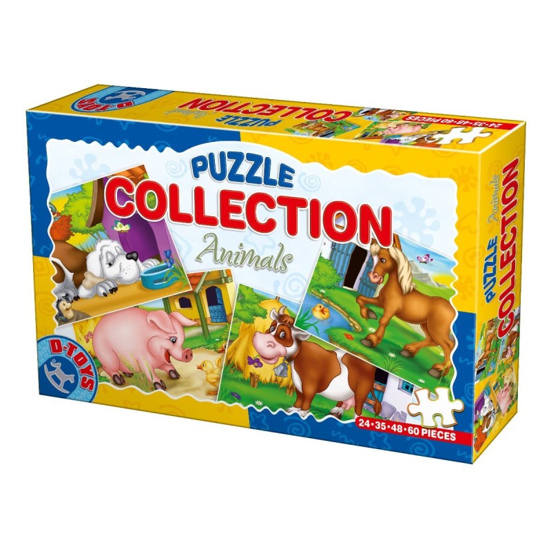 Colectie 4 Puzzle-uri, D-Toys, Animale, 24, 35, 48 si 60 Piese