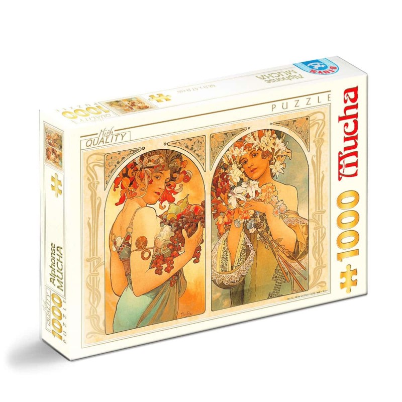 Puzzle 1000 Piese D-Toys, Alphonse Mucha, Fruit and Flower, Fructe si Flori