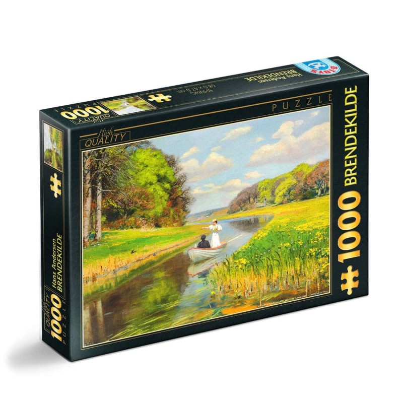 Puzzle 1000 Piese D-Toys, Hans Andersen Brendekilde, Spring A Young Couple in a Rowing Boat on Odense