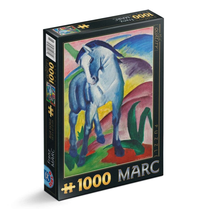 Puzzle 1000 Piese D-Toys, Franz Marc, Blue Horse, Cal albastru