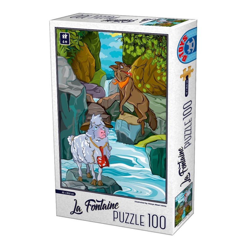 Puzzle 100 Piese, D-Toys, La Fontaine, Lupul si Mielul