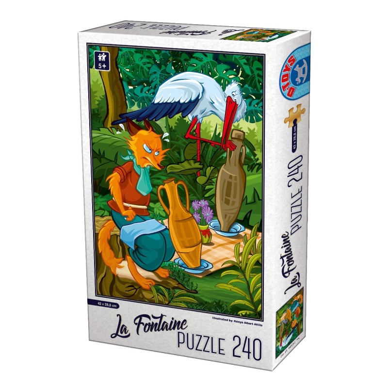 Puzzle 240 Piese, D-Toys, La Fontaine, Vulpea si Barza