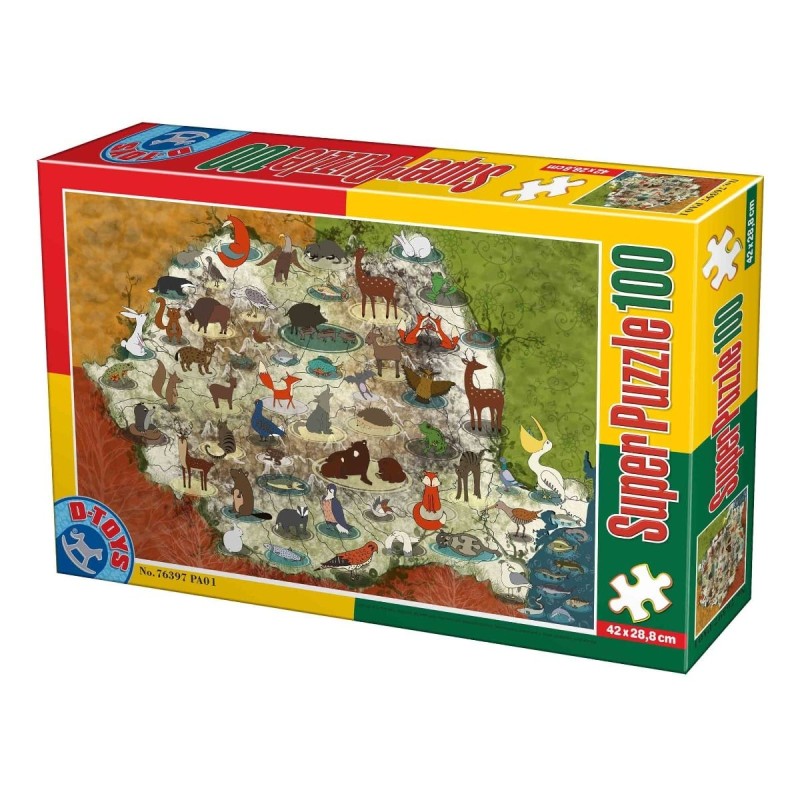 Puzzle 100 Piese, D-Toys, Animale din Romania