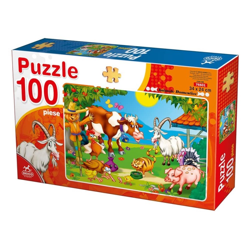 Puzzle 100 Piese, Deico, Animale la Ferma