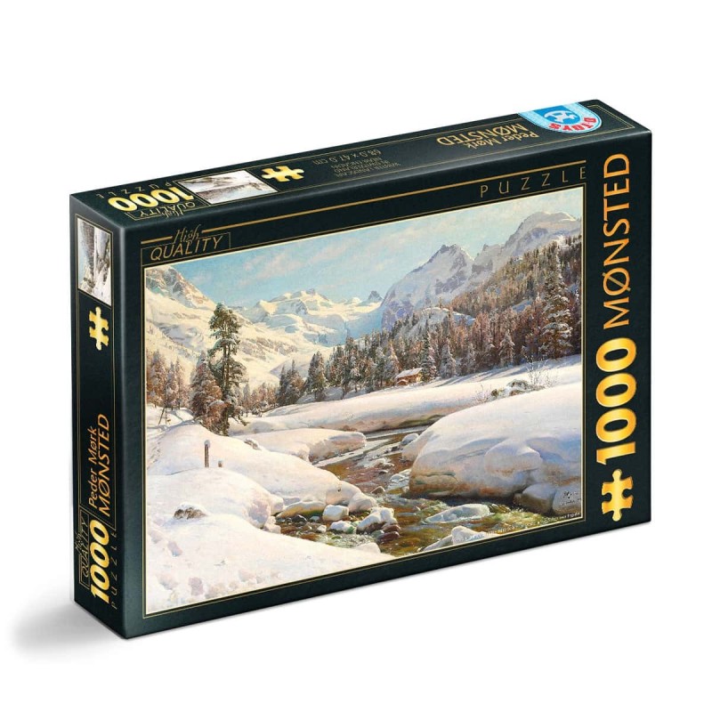 Puzzle 1000 Piese D-Toys, Peder Mork Monsted, Winter Landscape in Switzerland Near Engadin