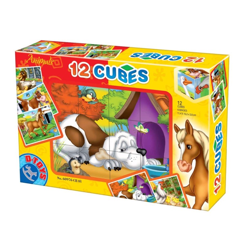 Cuburi 12 Piese D-Toys, Animale