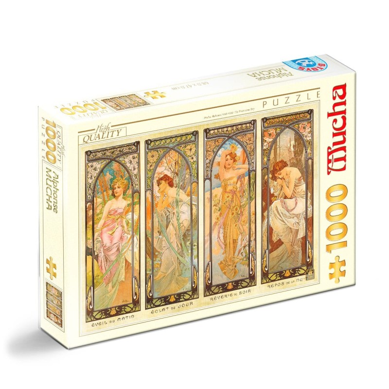 D-Toys Puzzle 'Times Of The Day' Von Alphonse Mucha – 1000 Teile, Fertiges Motiv 68 X 47 Cm
